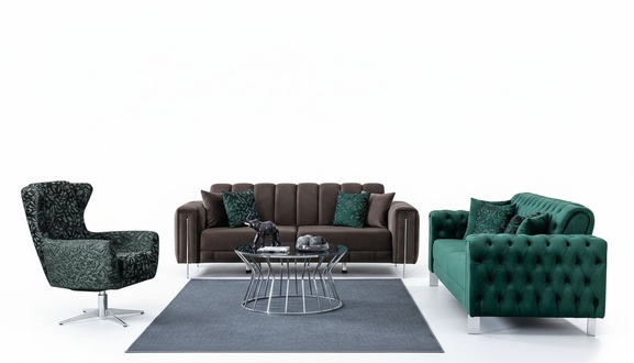 Luxus Sofa 3 Sitzer Set Polster Moderne Sitz Stoff Neu Möbel Wohnlandschaft