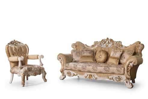 Luxus Sofa Beige Sofagarnitur Sofas Sessel 3+1 Sitzer Stoff Design