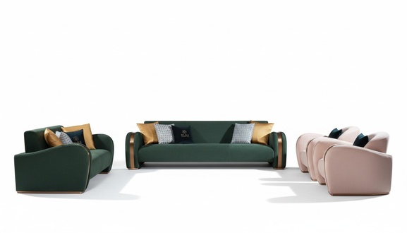 Luxus Sofagarnitur 4tlg. Set Sofa Ledersofa Polster Chesterfield Couch Sofas Neu