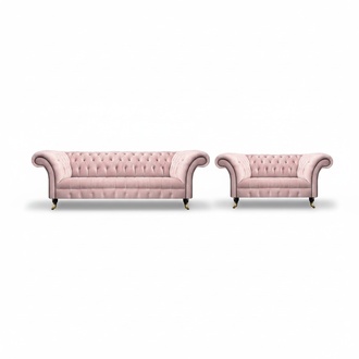Luxus Sofas Dreisitze mit Zweisitzer Couch Chesterfield Wohnzimmer Polstermöbel