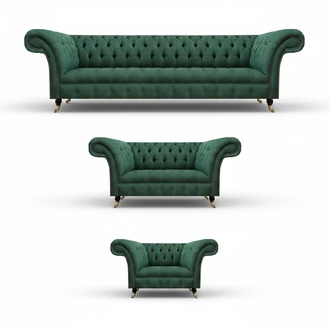 Luxus Sofas Grün Komplett Sofagarnitur Polstermöbel Wohnzimmer Couch Stoff