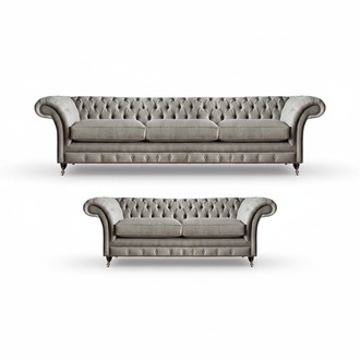 Luxus Textil Komplett 2x Sofas Couchen Wohnzimmer Komplett Set Chesterfield