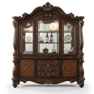Luxus Vitrine Vitrinen Schrank Holz Eckschrank Eckvitrine Glas Neu Barock Rokoko