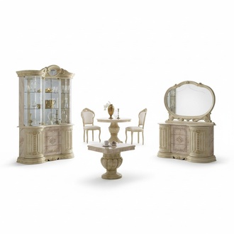 Luxus Wohn Ess Zimmer Set 2 tlg Garnitur Tisch Anrichte Klassische Vitrine Tisch