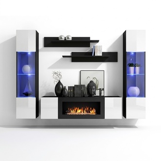 Luxus Wohnwand Wohnzimmer Modern Designer Hänge Vitrine Sideboard Einrichtung