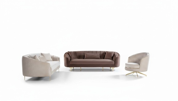 Luxus Wohnzimmer Couch Sitzgarnitur Braun Beige Set 3+3+1 Sitzgruppen