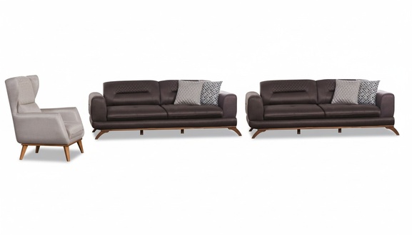 Luxus Wohnzimmer Set Sofa mit Sessel Modernen Design Sofagarnitur 3tlg