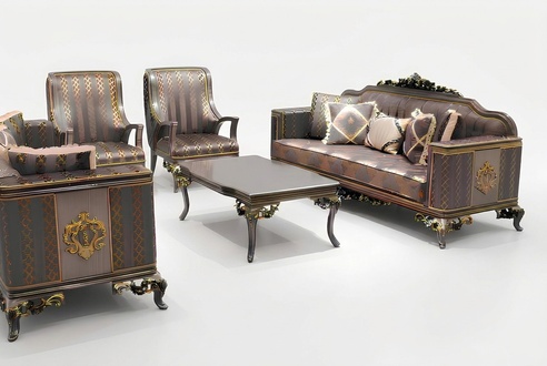 Luxus Wohnzimmer Set Sofagarnitur 3+3+1+1 Sitzer, bequemem 2x Sessel