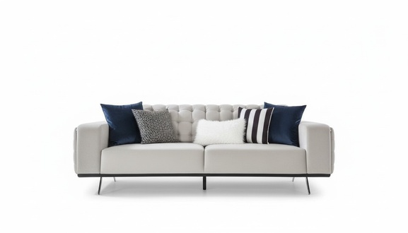 Luxus Wohnzimmer Sofa 2 Sitz Zweisitzer Weiß Couch Chesterfield Couchen Neu