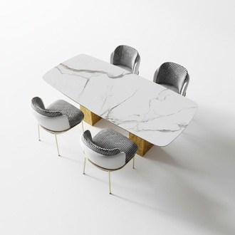 Marmor Esstisch 6x Stühle Komplettes Esszimmer Tisch Stuhl 7tlg. Garnitur Neu