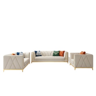 Medusa Edelstahl Leder Sofagarnitur Couch Wohnzimmer Möbel 4tlg Set Garnitur Neu