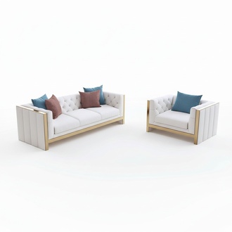 Metall Elemente Leder Textil Couch Sofa Polster Sitz Garnitur Leder 3+1 Sitzer
