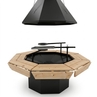 Grill Hütten Indoor Grill Bausatz Schornstein BBQ Holz Kota Tisch Grillkota
