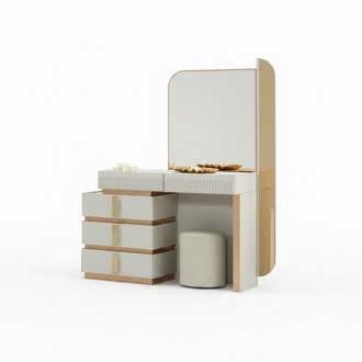 Modern Beige Schminktisch mit Spiegel Höhe 180 cm luxuriös Möbel neu