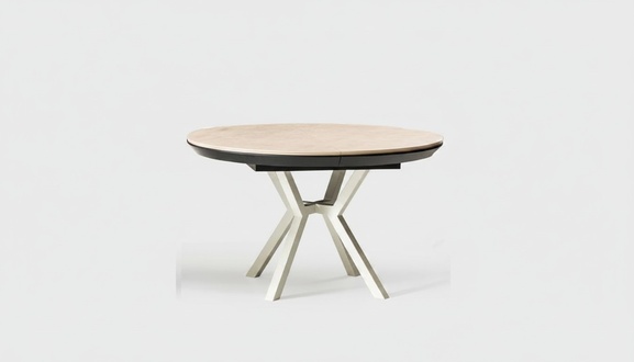 Modern Küchentisch Esszimmertisch Ausziehbarer Runder Holz Beige Tisch