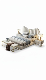 Modern Luxus Betten Polster Leder Textil Hochwertiges Schlafzimmer Bett Neu