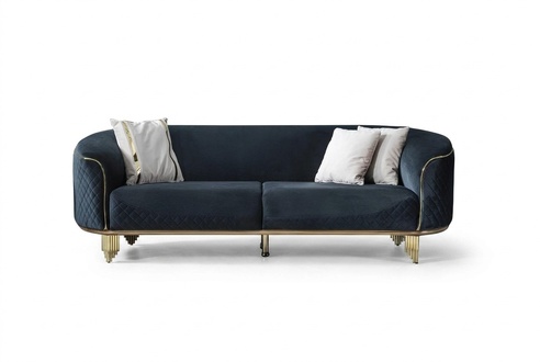 Modern Neu Sofa 3 Sitzer Polstersofa Blau Textil Sitz Design Couch