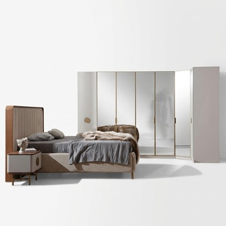 Modern Schlafzimmer Set Bett 2x Nachttische Eckkleiderschrank Schlafzimmer Neu