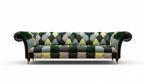 Modern Sofa Viersitzer Mehrfarbig Wohnzimmer Couch Sitzmöbel Textil Chesterfield