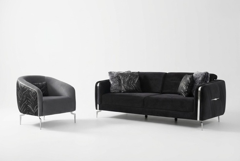 Modern Sofagarnitur 2 tlg Wohnzimmer Luxus Sofagarnitur 3+1 Sitzer Möbel