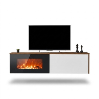 Modern TV Ständer mit Kamin Luxus Wohnzimmer Neu Design Möbel Holz