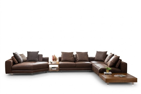 Modern Wohnzimmer Braun Ecksofa Stilvoll L-Form Kunstleder Couch Eckgarnitur