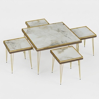 Modern Wohnzimmer-Set in Beige aus MDF und Edelstahl
