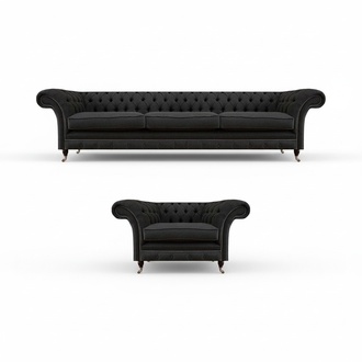 Moderne Chesterfield Couchgarnitur Edler 3-Sitzer Stilvoller Lehnsessel