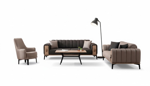 Moderne Couchgarnitur Dreisitzer Sessel Stoffgarnitur Luxus Sofas Möbel