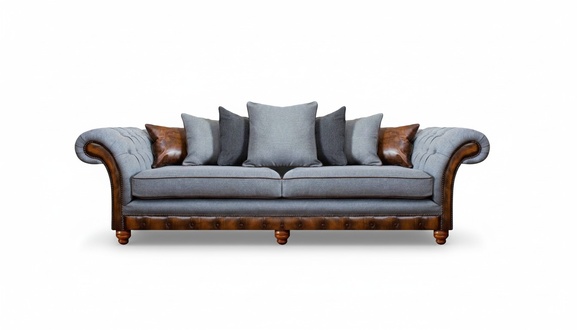 Moderne Grau Zweisitzer Sofa Couch Luxuriöse Möbel Polstersitz Chesterfield