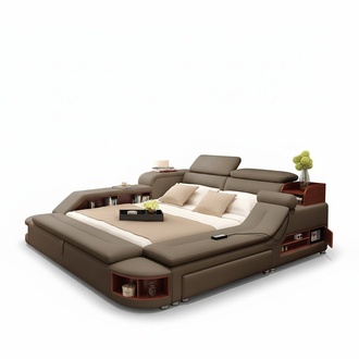 Moderne Hotel Multifunktion USB Sound Doppel Design Leder Bett Polster Betten