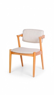 Moderne Polsterstuhl Design Stuhl Weiß Holz Esszimmer Luxus Möbel