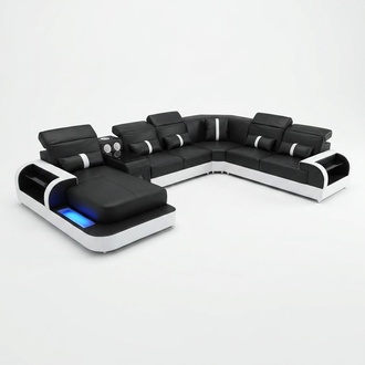 Moderne Schwarz Weiß eckgarnitur sofa polster eckcouch couch uform sofas led neu