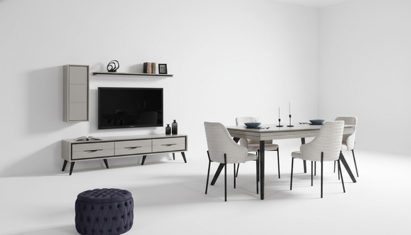 Moderne Weiße Esszimmer Garnitur Lowboard 6x Stühle Esstisch Regal 10tlg