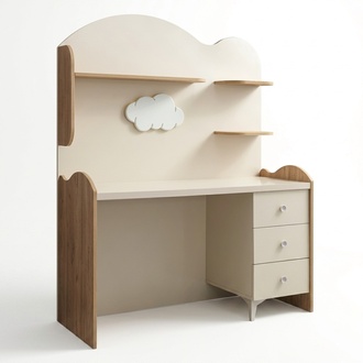 Moderner Beigefarbener Schreibtisch aus Holz für Home Office