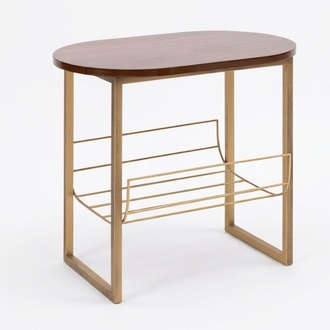 Couchtisch mit Goldenen Metallbeinen und Holzplatte