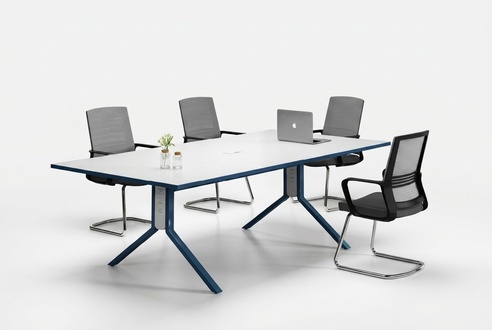 Moderner Blau-Weißer Konferenztisch Designer Arbeitszimmer Holz Möbel