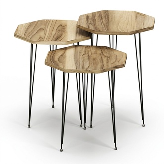 Moderner brauner Couchtisch aus Holz und Metall