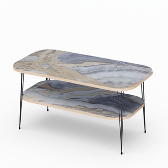 Moderner bunter Couchtisch aus Holz mit lebendigen Farben