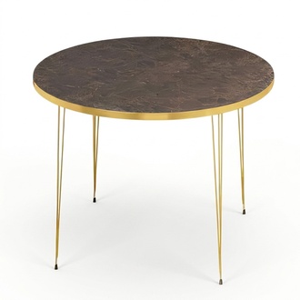 Moderner Couchtisch aus Holz in Braun mit Edelstahl-Details
