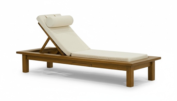 Moderner Dunkelbrauner Liegestuhl Holzgestell Luxuriöse Chaiselongue