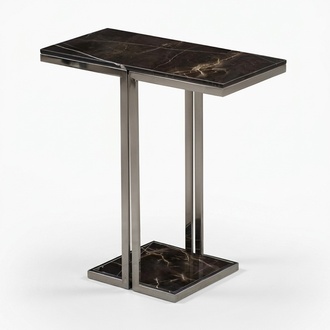 Design Beistelltisch in Marmoroptik mit Metallgestell