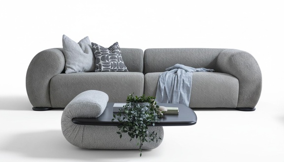 Moderner grauer Couchtisch aus Holz