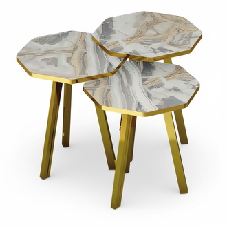 Moderner grauer Couchtisch aus Holz und Metall