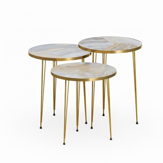 Moderner grauer Couchtisch aus Holz und Edelstahl
