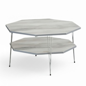 Moderner grauer Couchtisch aus Holz mit elegantem Design