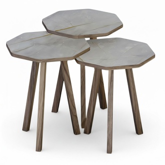 Moderner grauer Holz-Couchtisch-Set für Wohnzimmer