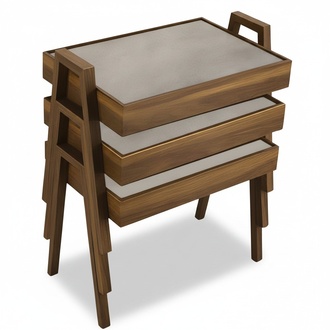 Moderner grauer Holz-Couchtisch-Set für Wohnzimmer