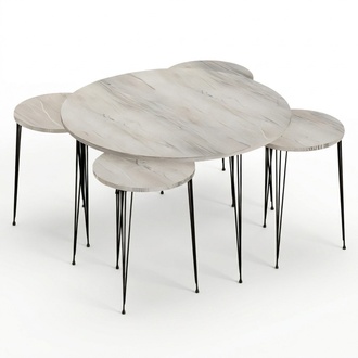 Moderner grauer Holz-Couchtisch mit Beistelltischen Set