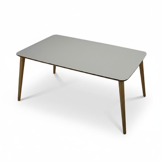 Moderner grauer Holz-Couchtisch stilvoll und robust